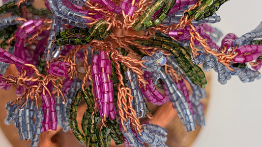 Wisteria Tree — Copper Wire with Pink & Purple Glass Beads