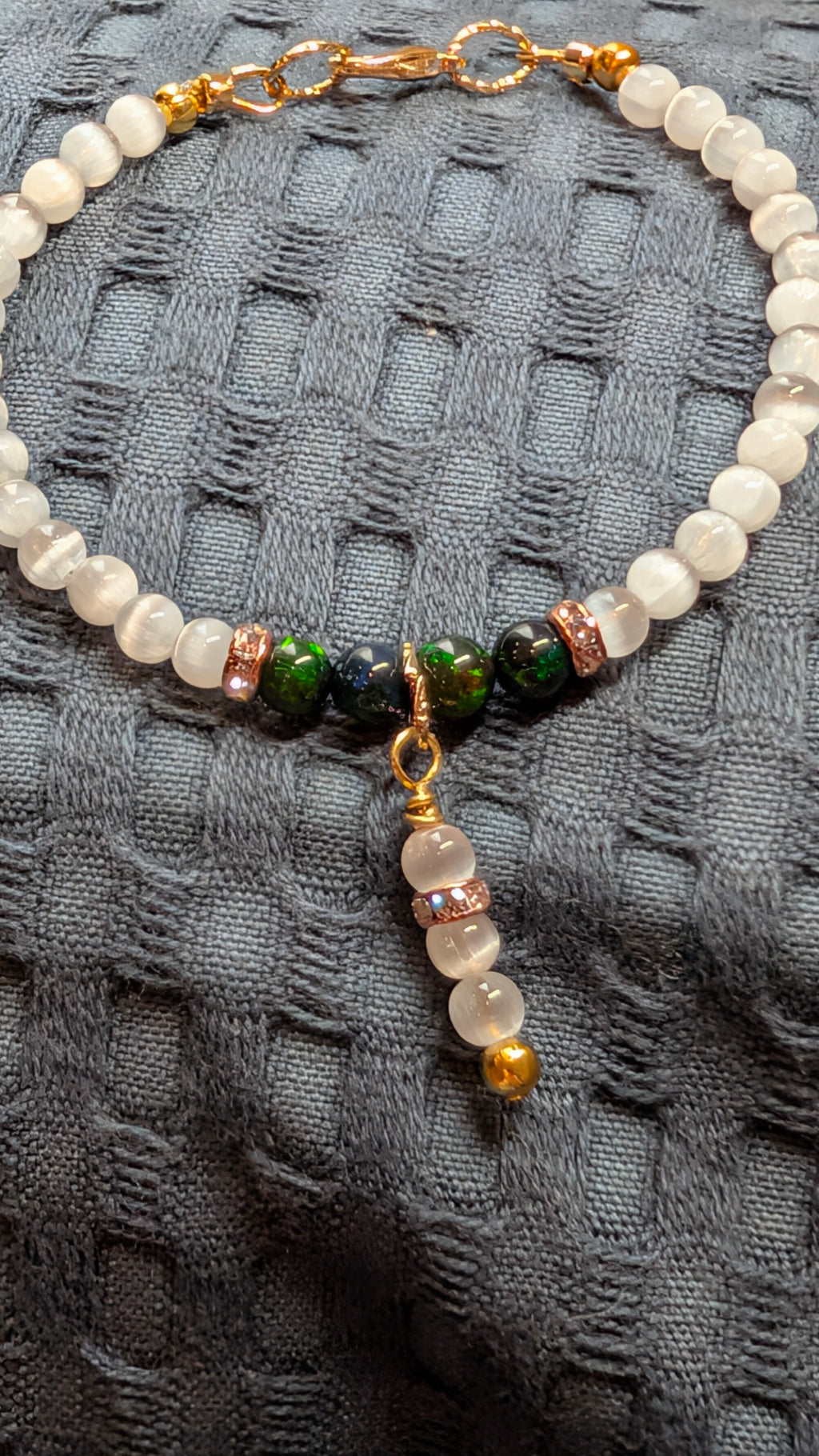 Fire Opal & Selenite Gold Bracelet