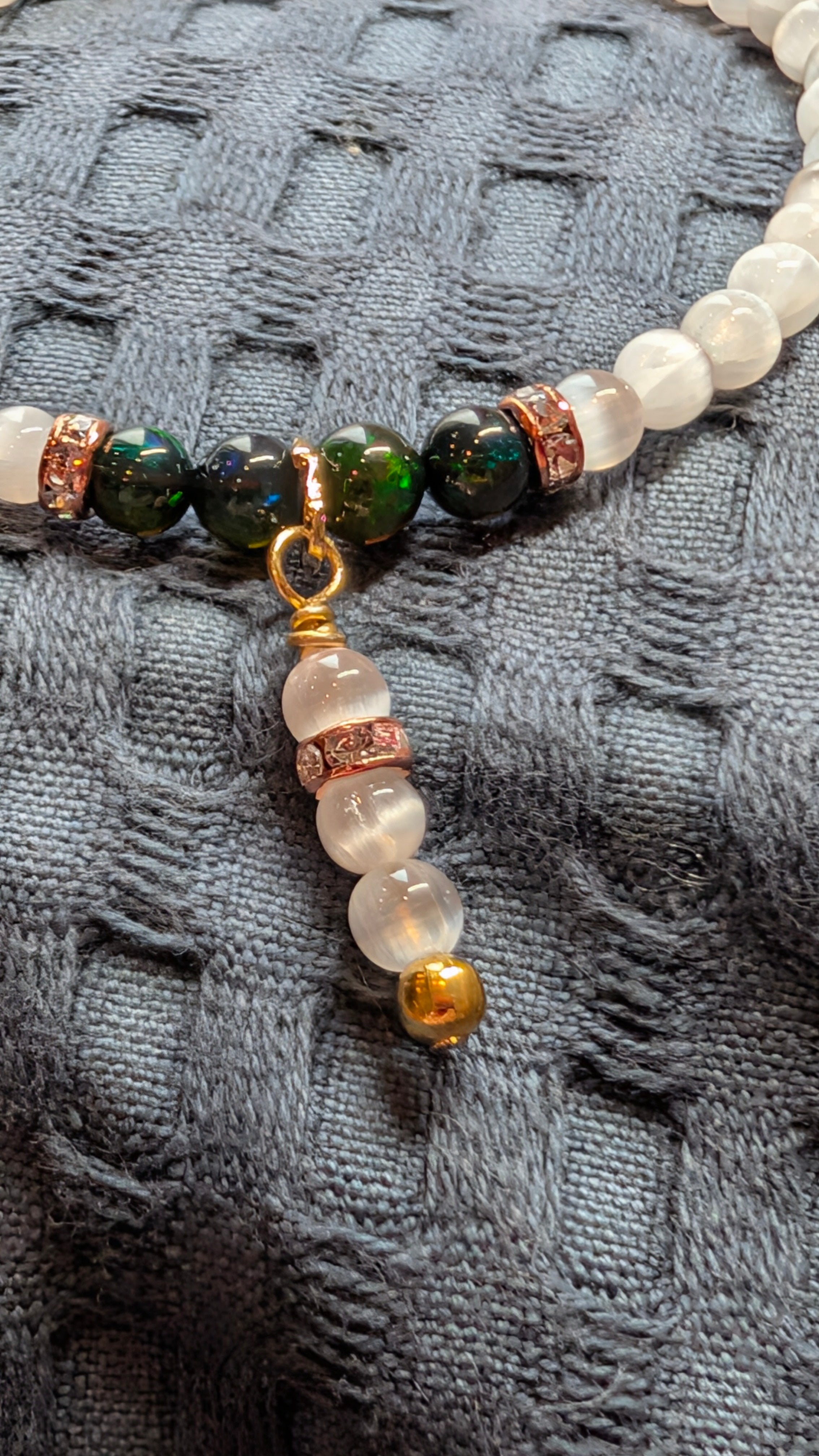 Fire Opal & Selenite Gold Bracelet