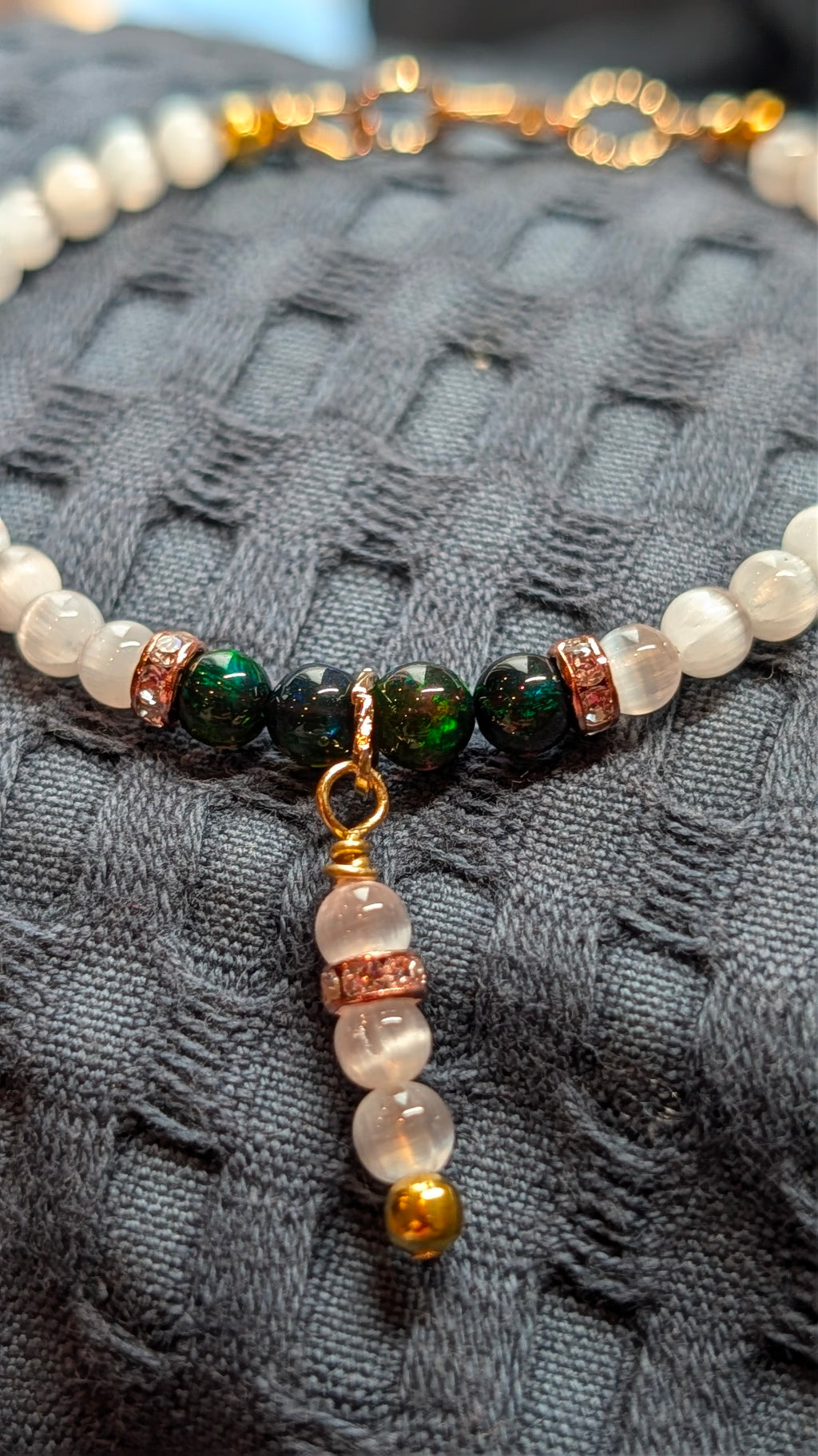 Fire Opal & Selenite Gold Bracelet