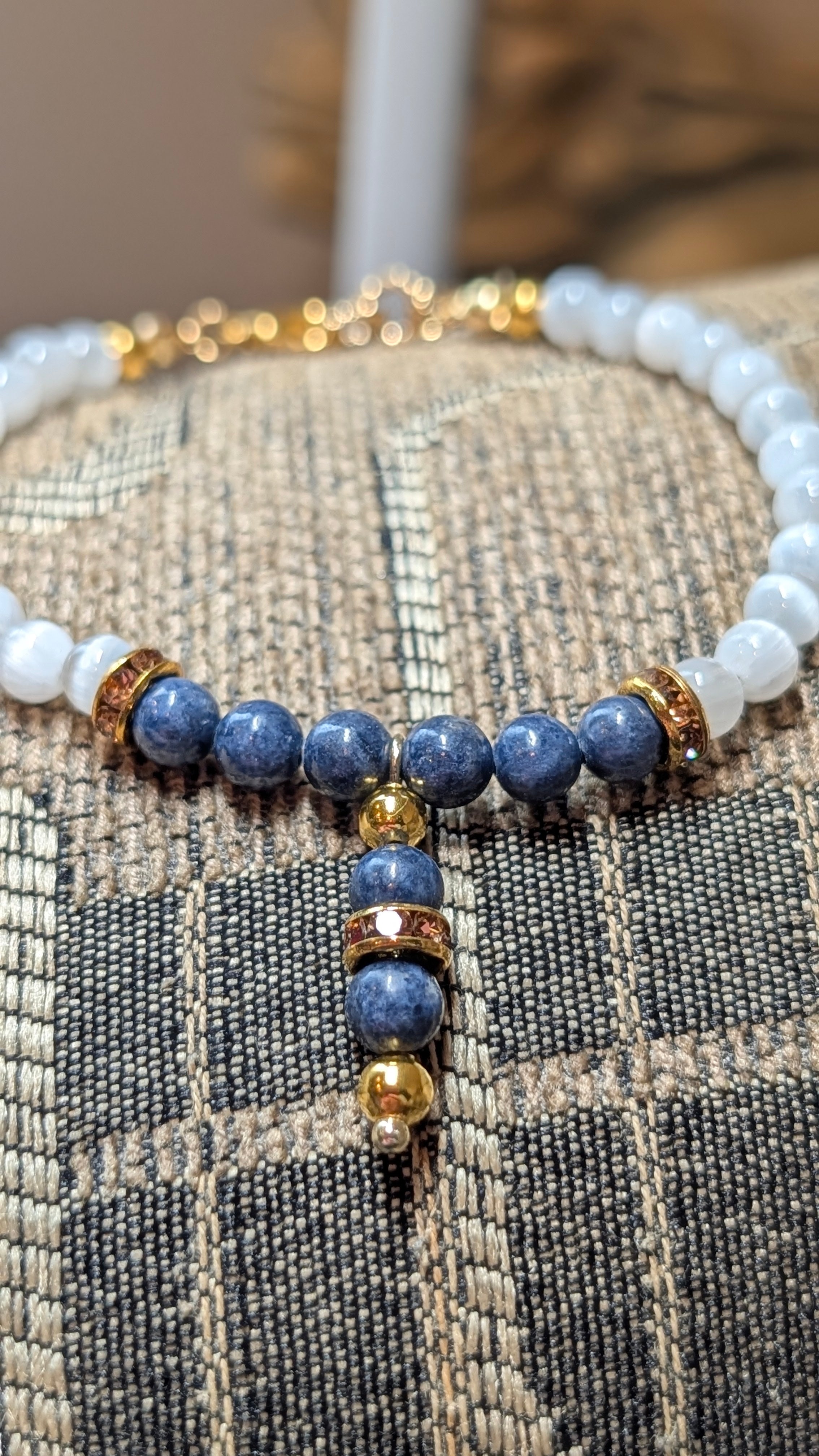 Real Sapphire & Selenite Bracelet