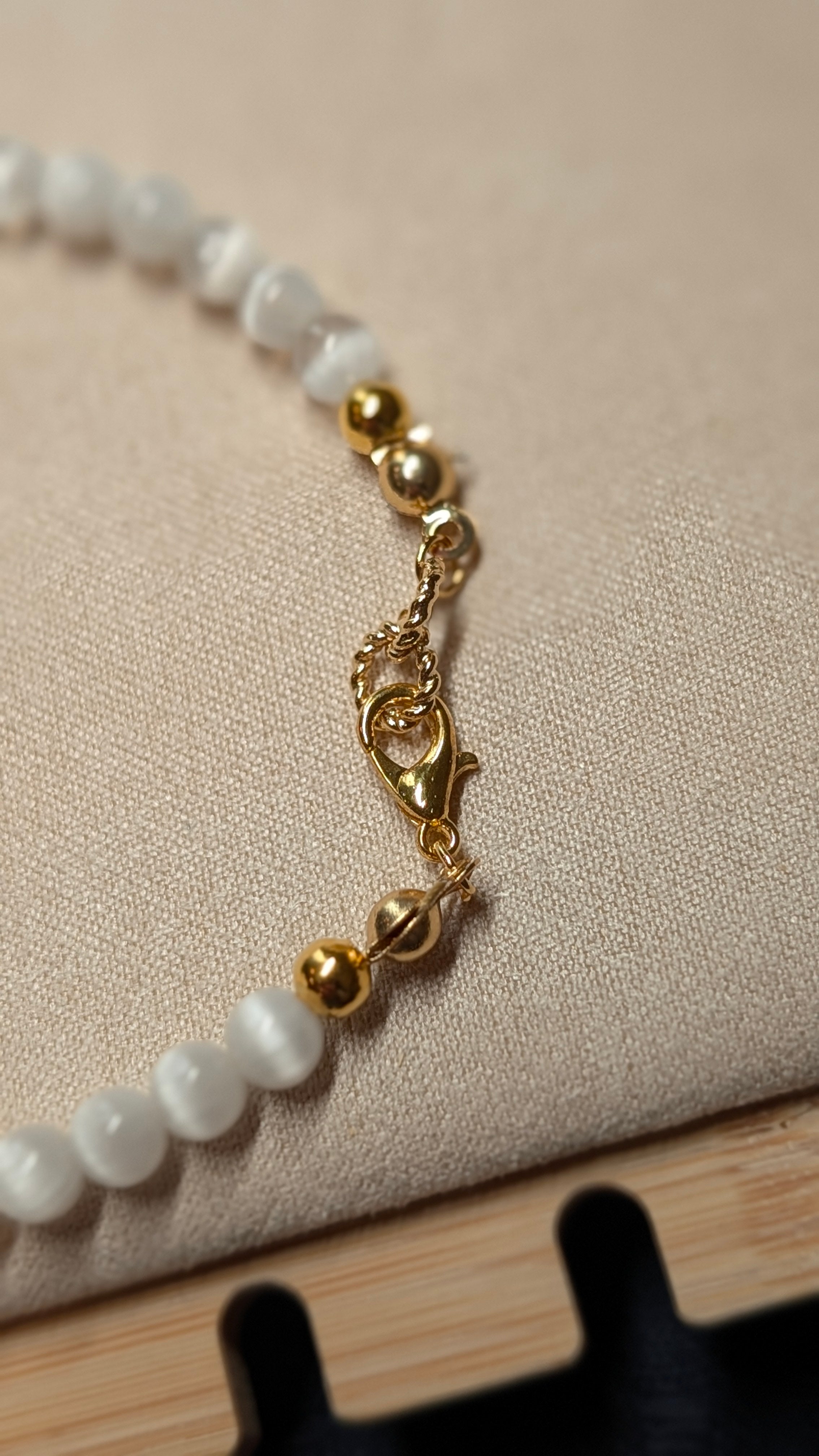 Garnet & Selenite Gold Bracelet