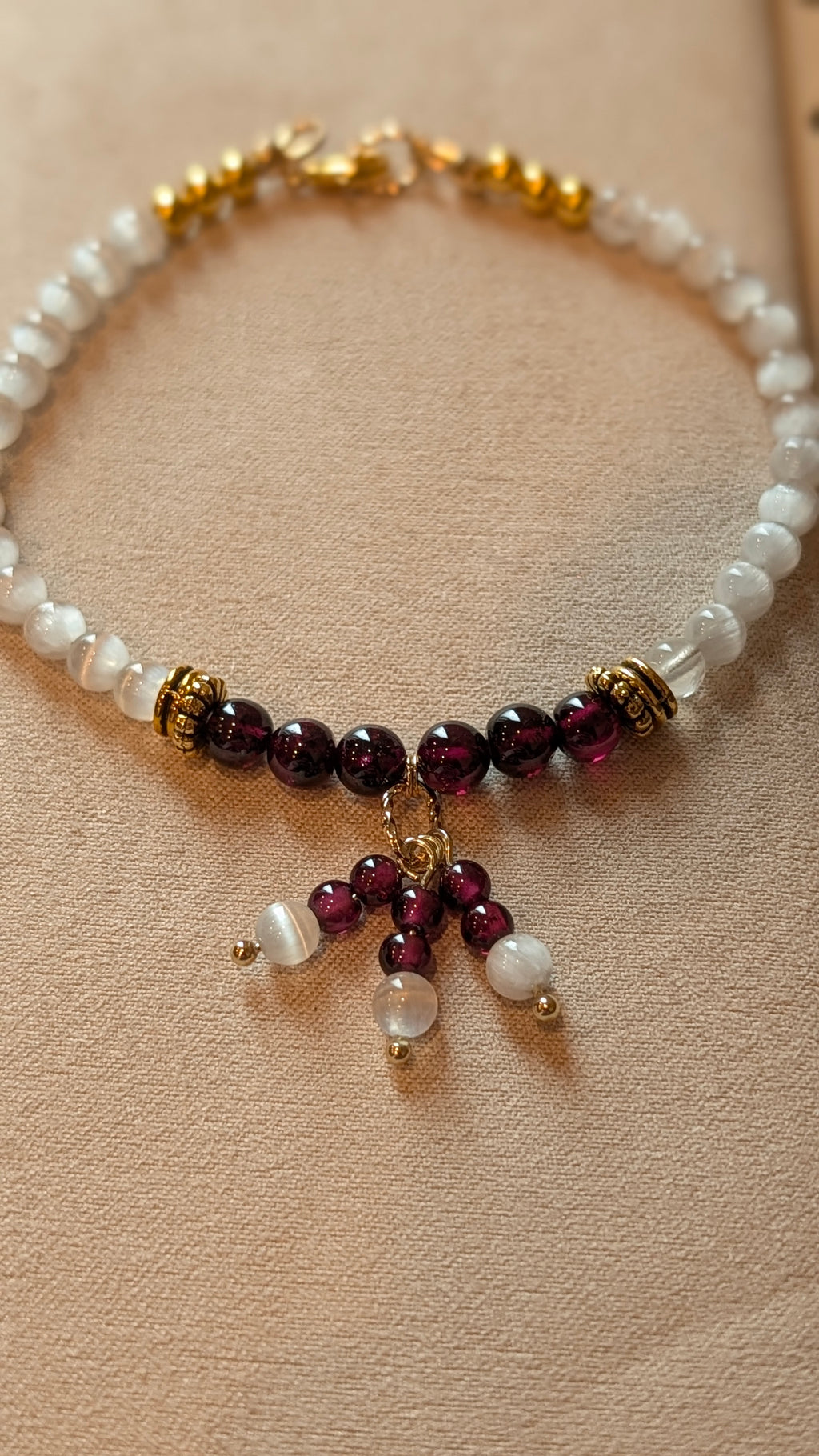 Garnet & Selenite Gold Bracelet