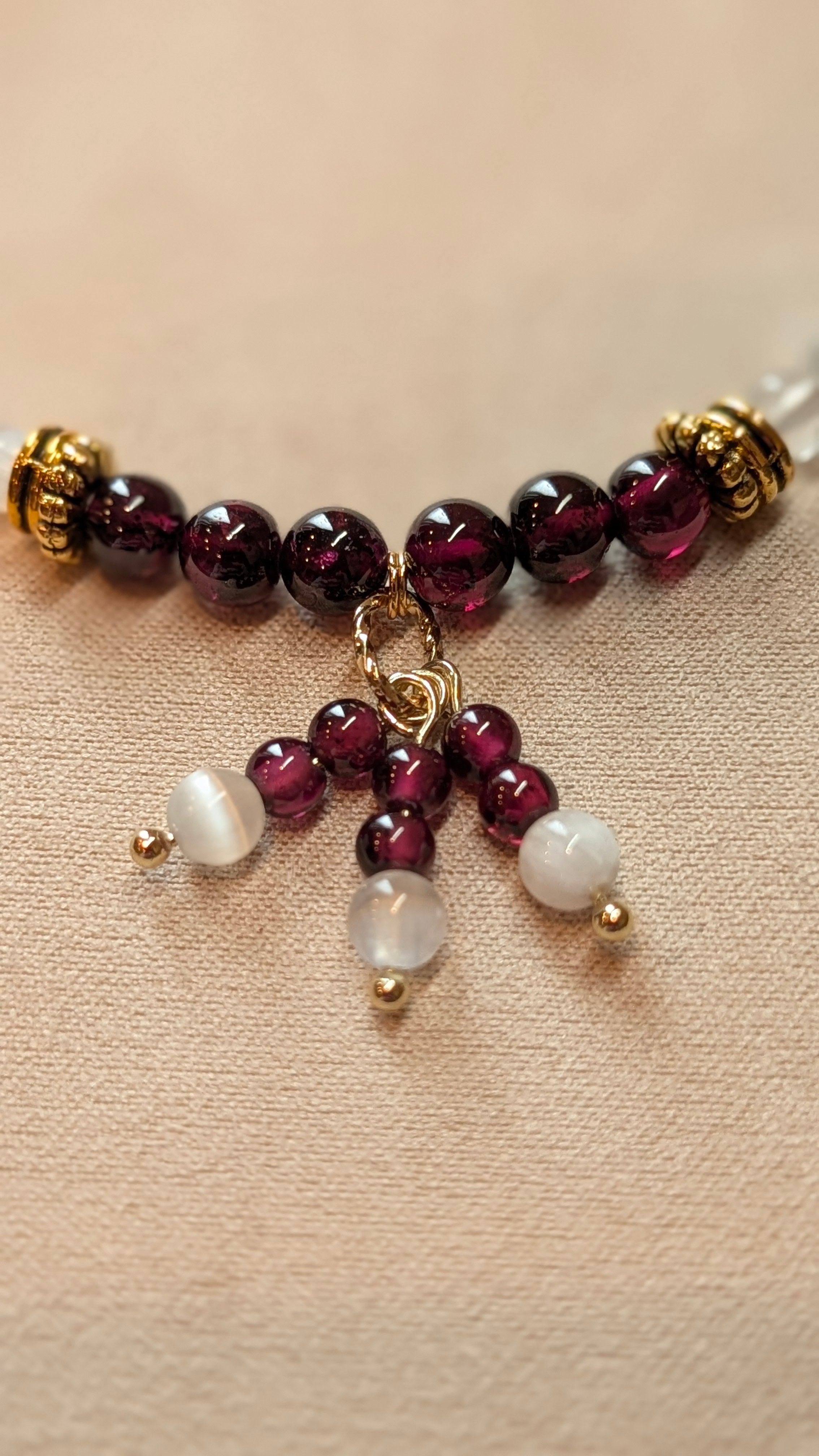 Garnet & Selenite Gold Bracelet
