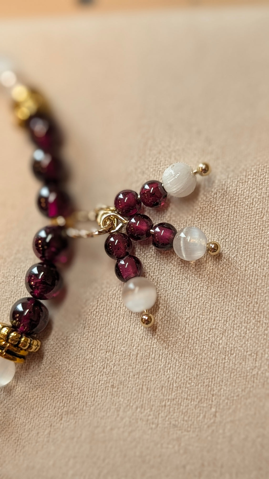 Garnet & Selenite Gold Bracelet