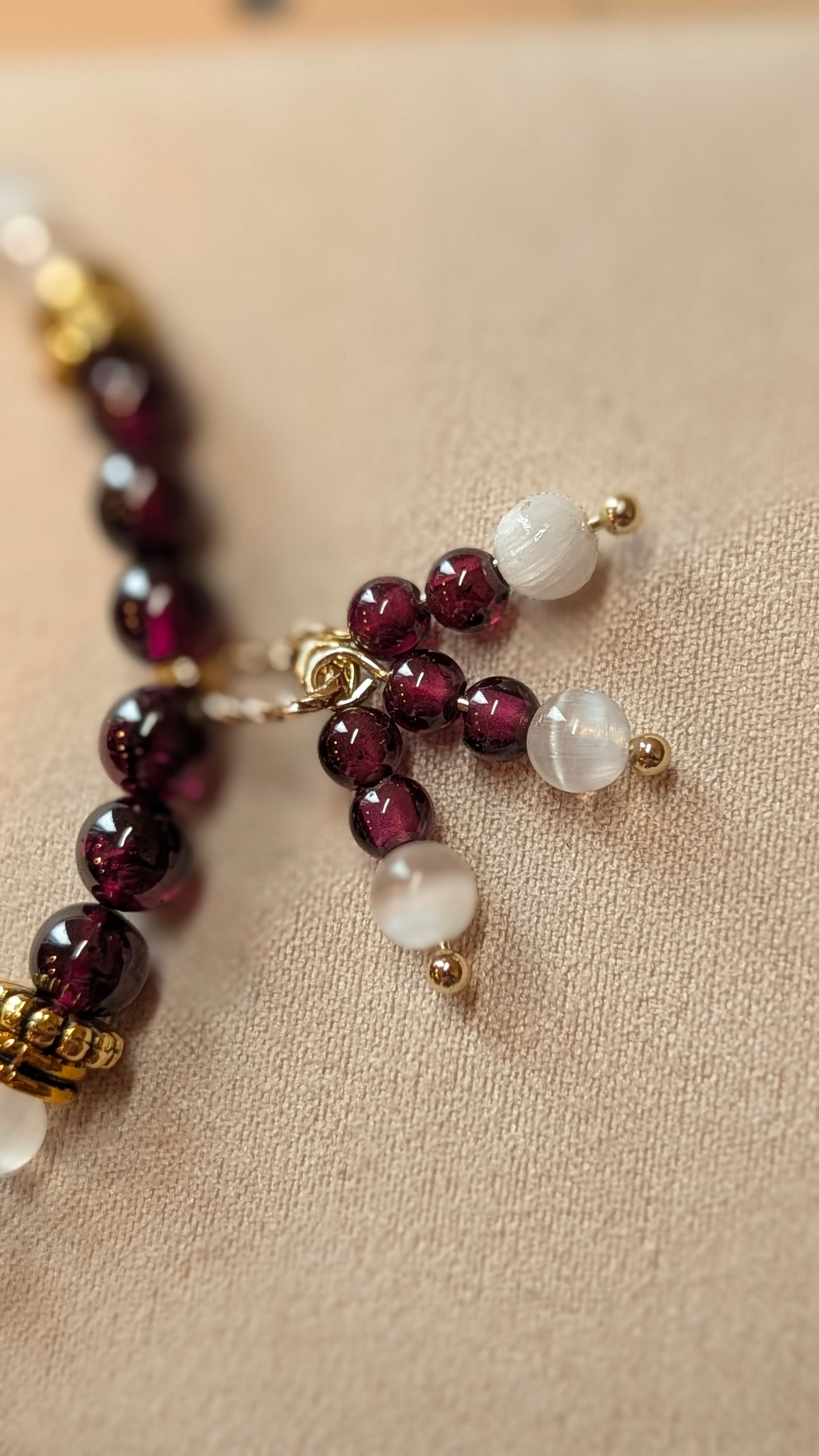 Garnet & Selenite Gold Bracelet
