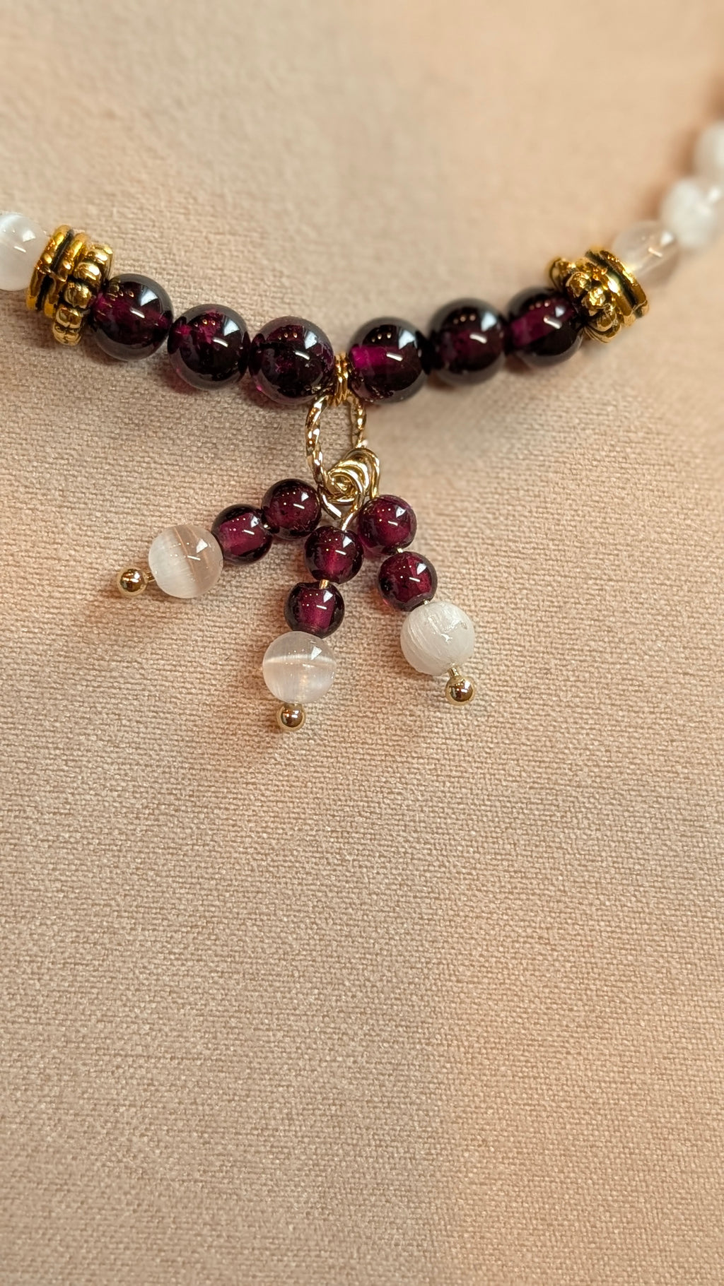 Garnet & Selenite Gold Bracelet