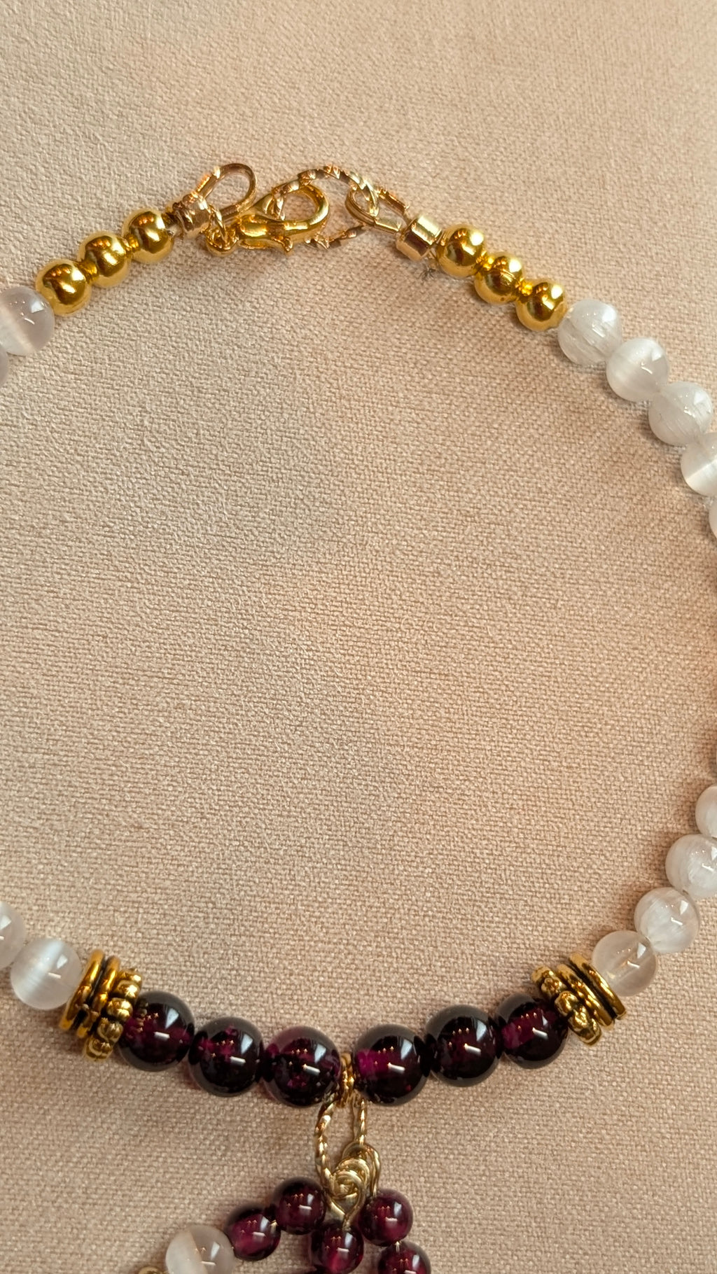 Garnet & Selenite Gold Bracelet