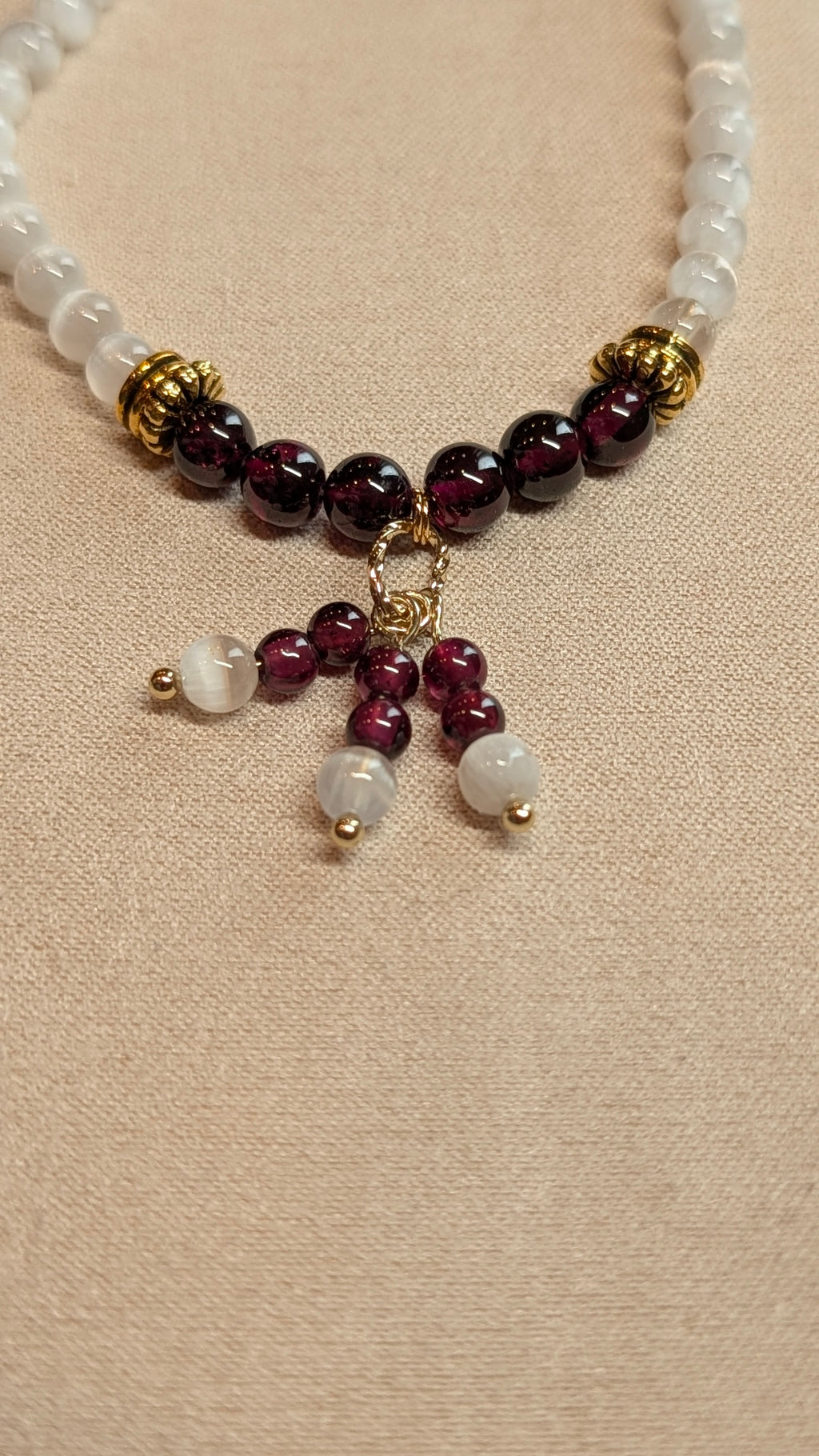 Garnet & Selenite Gold Bracelet