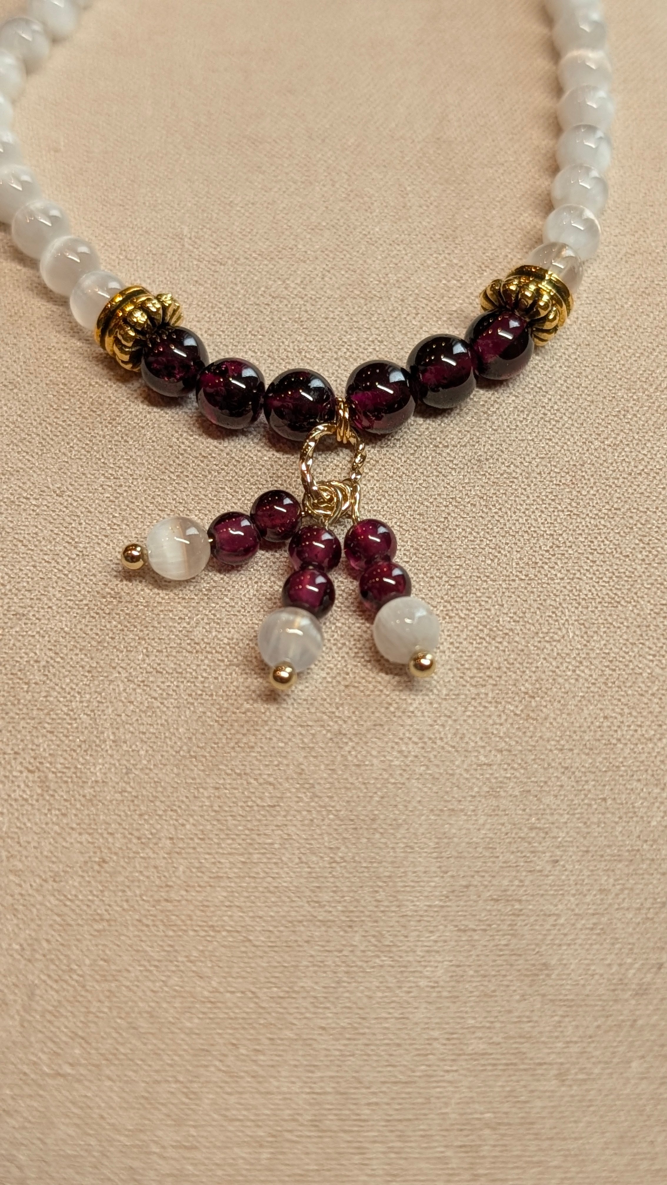 Garnet & Selenite Gold Bracelet