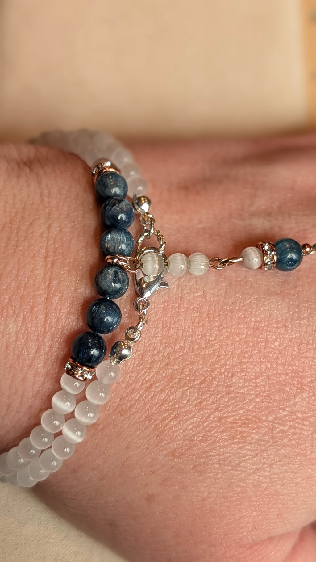 Kyanite & Selenite Wrap Bracelet and Earrings Set