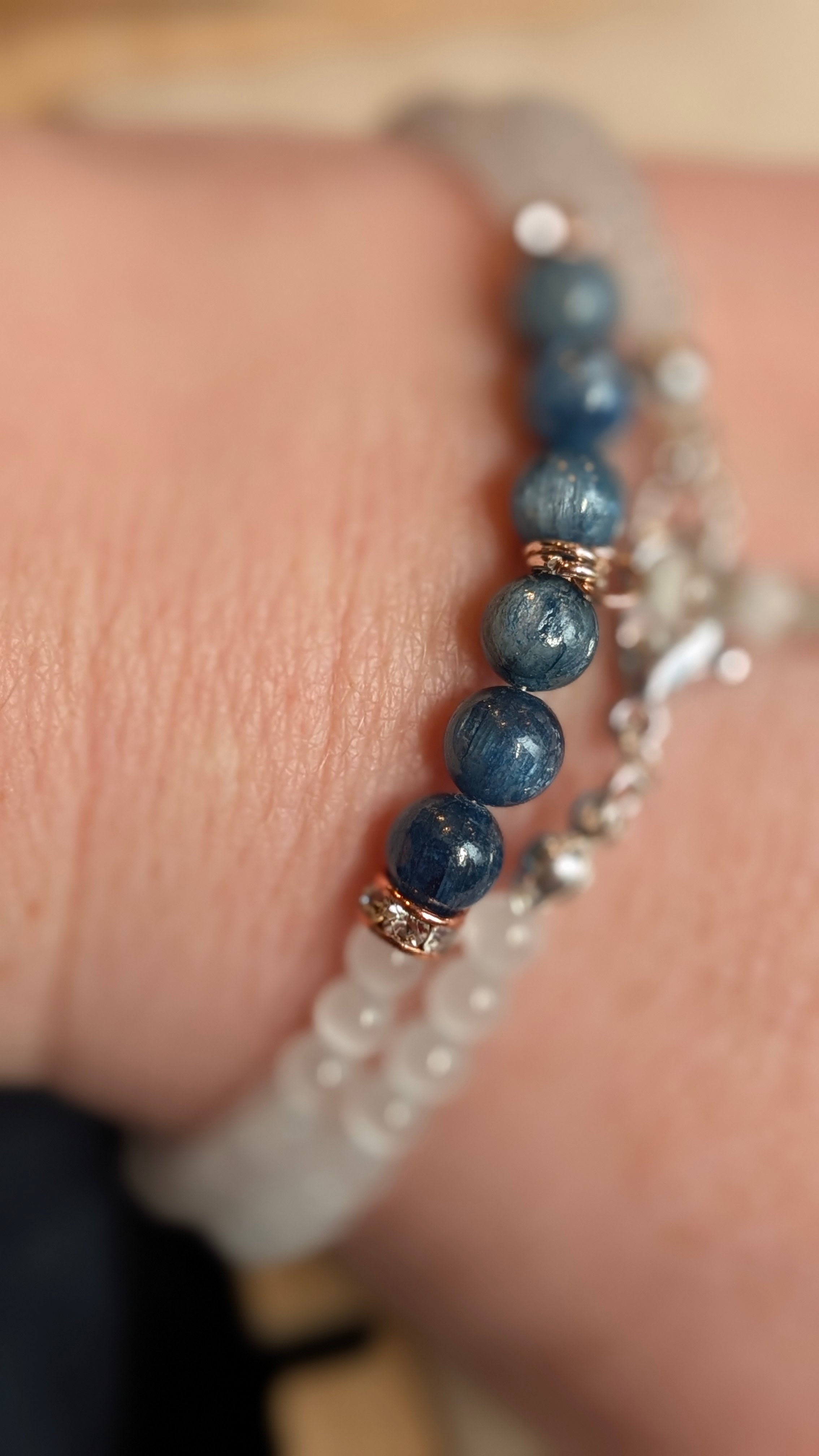 Kyanite & Selenite Wrap Bracelet and Earrings Set