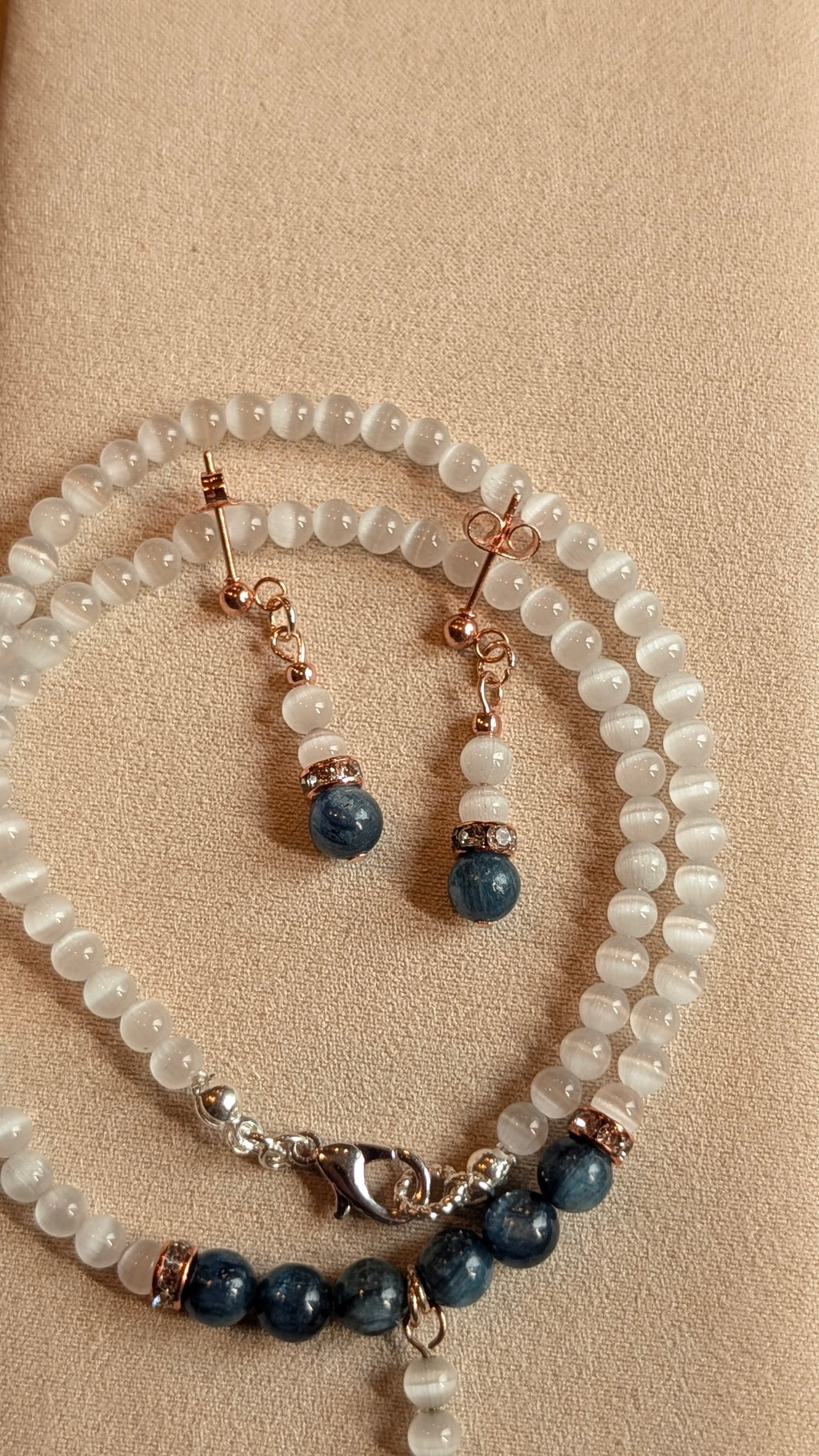 Kyanite & Selenite Wrap Bracelet and Earrings Set