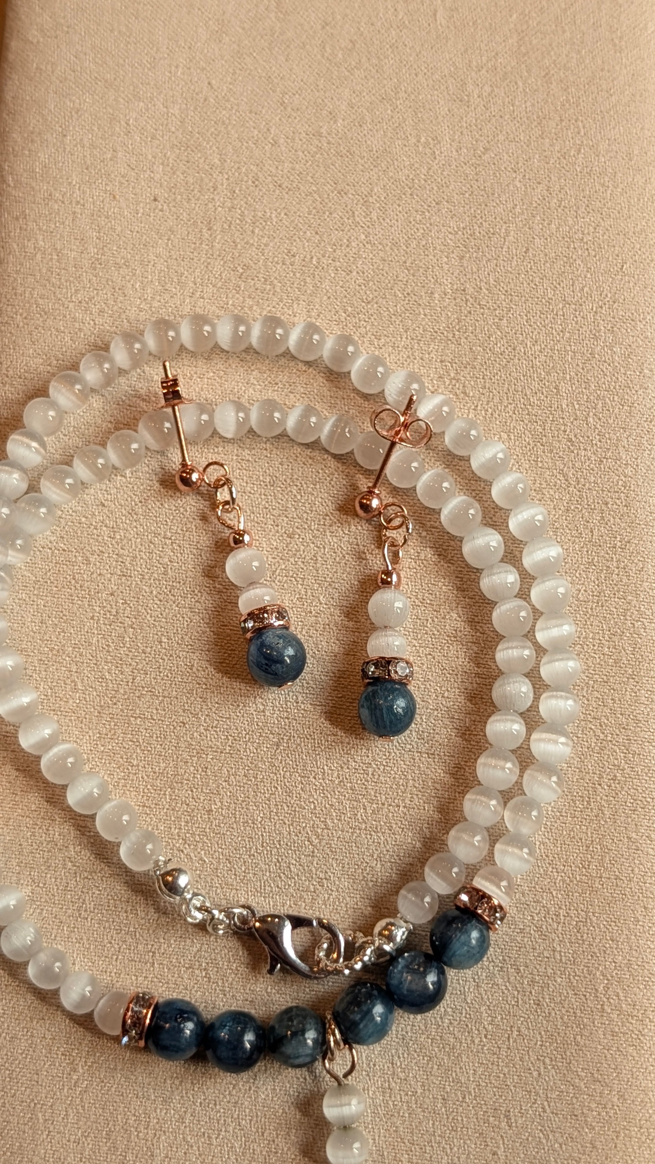Kyanite & Selenite Wrap Bracelet and Earrings Set