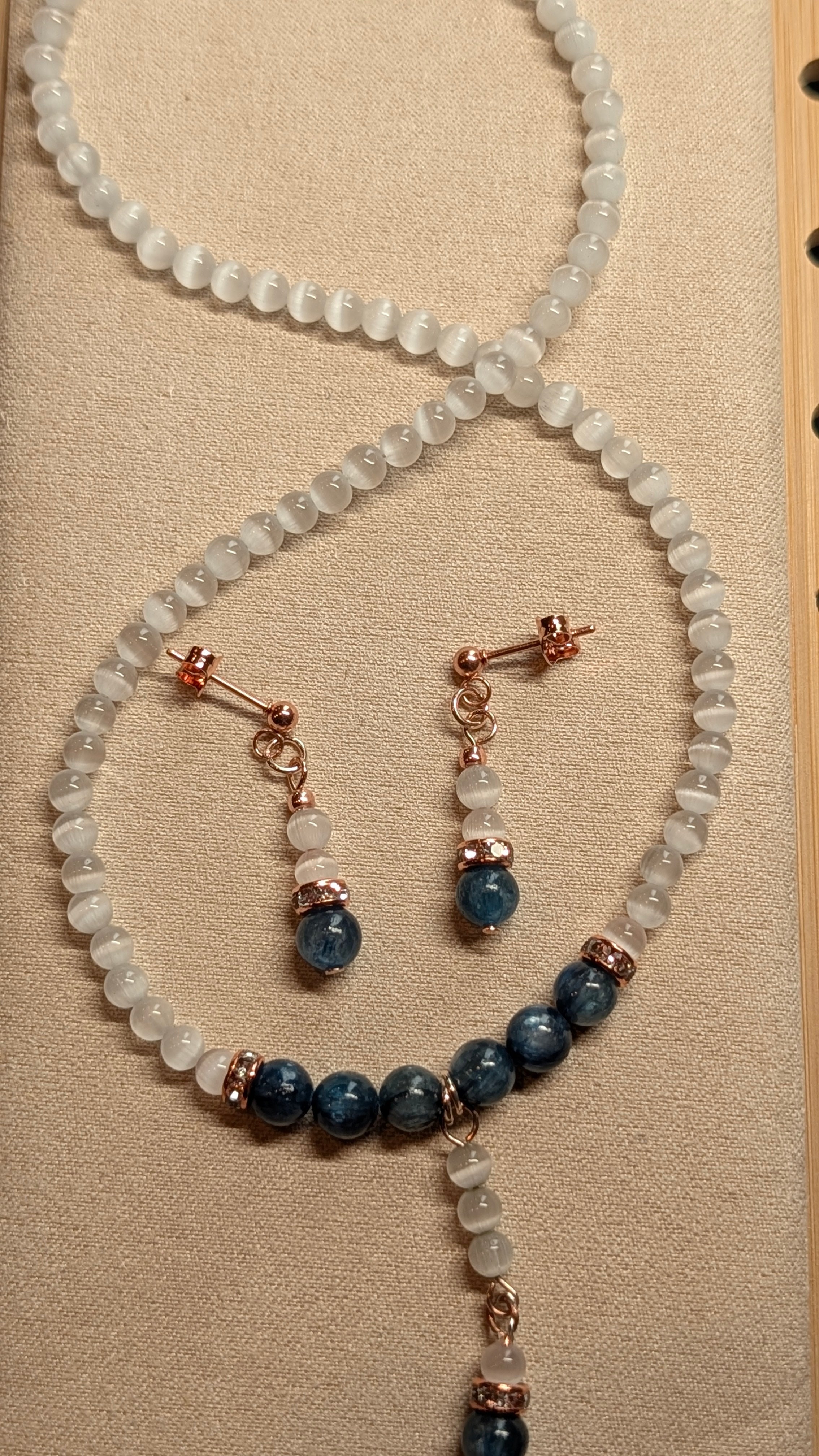 Kyanite & Selenite Wrap Bracelet and Earrings Set