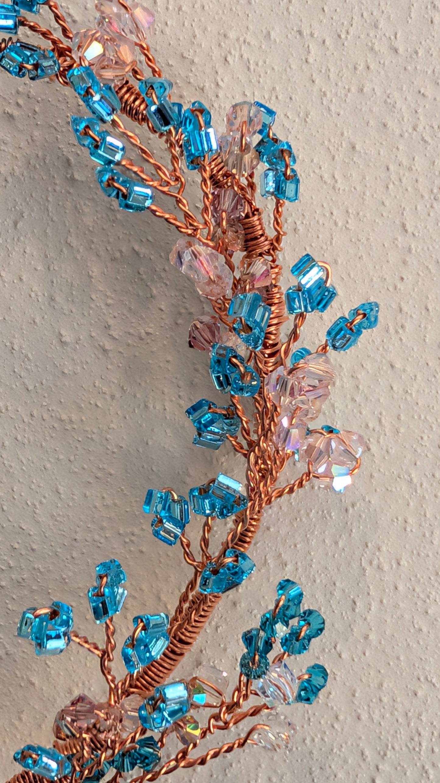 Copper Wire Heart with Dragonfly Suncatcher - 14K Gold Filled Wings & Crystal Beads