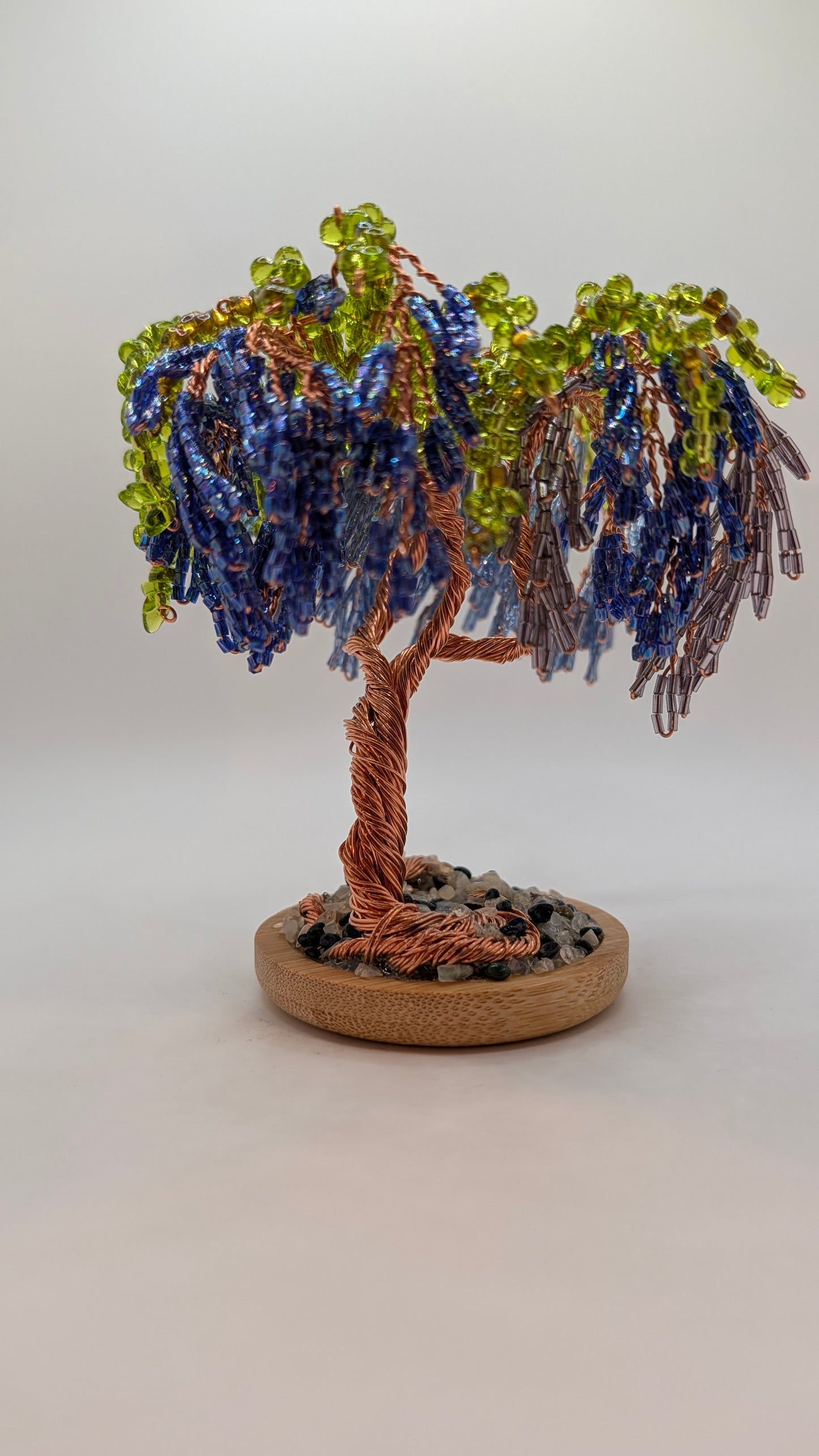 Blue Wisteria Tree — Copper Wire with Blue Glass Beads