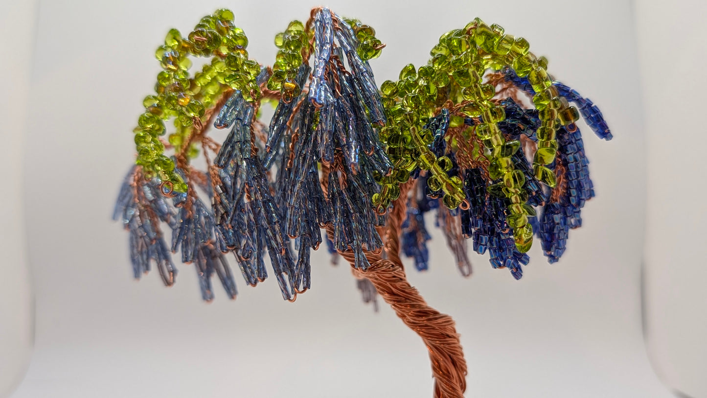 Blue Wisteria Tree — Copper Wire with Blue Glass Beads