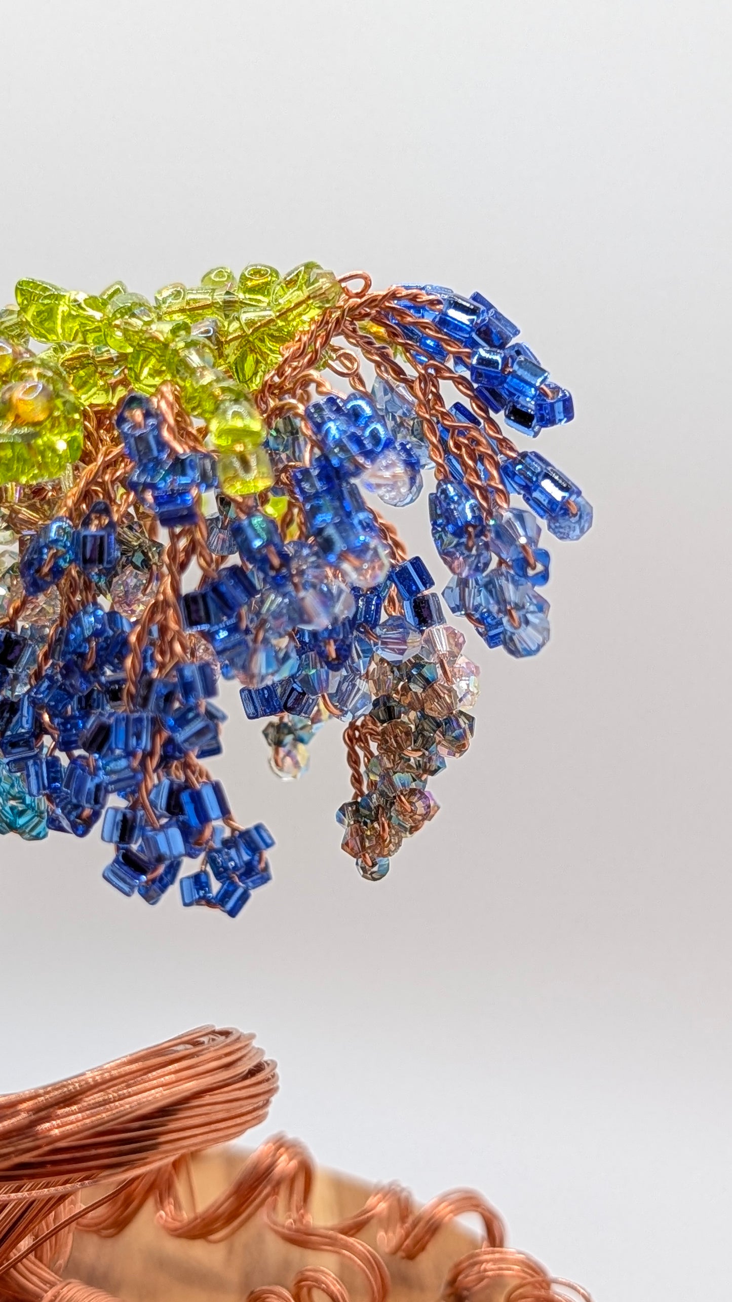 Blue Wisteria Tree — Copper Wire on 6" Birch Disk