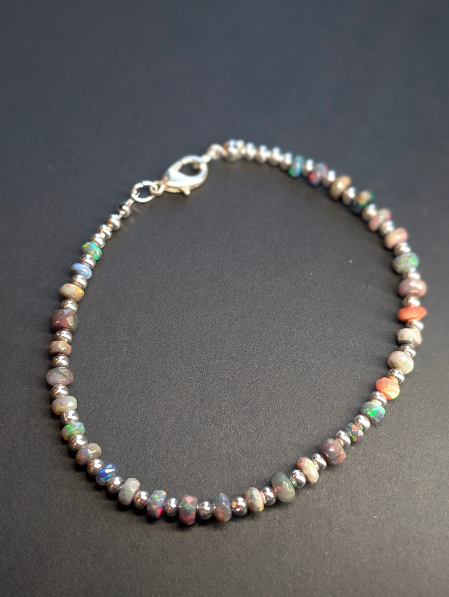 Opal & Silver Single Strand Bracelet