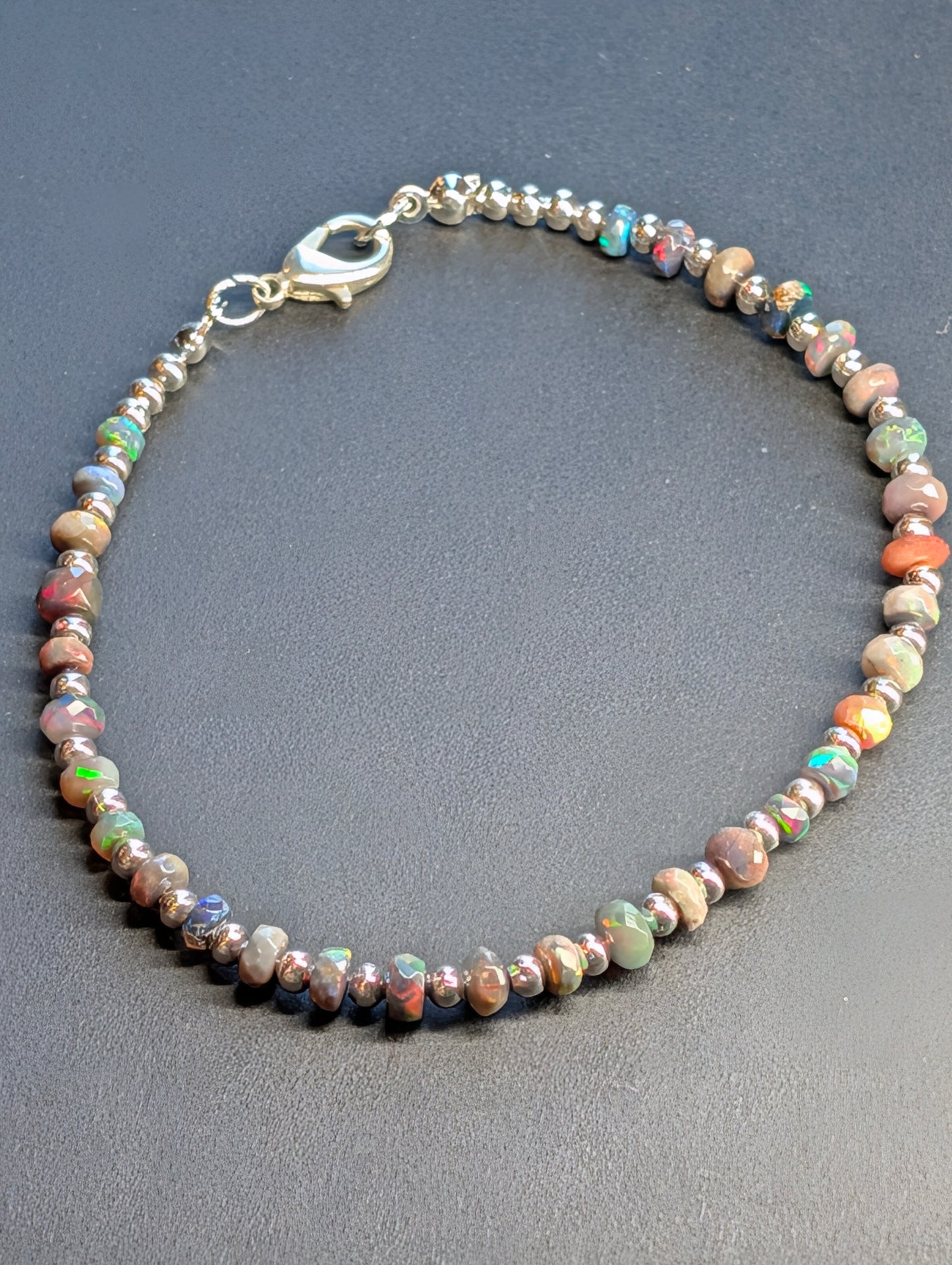 Opal & Silver Single Strand Bracelet
