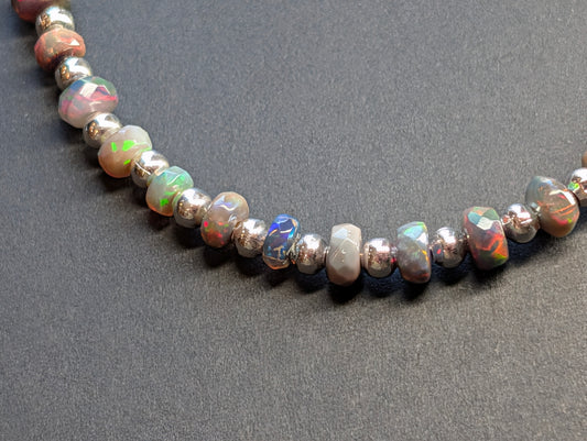 Opal & Silver Single Strand Bracelet