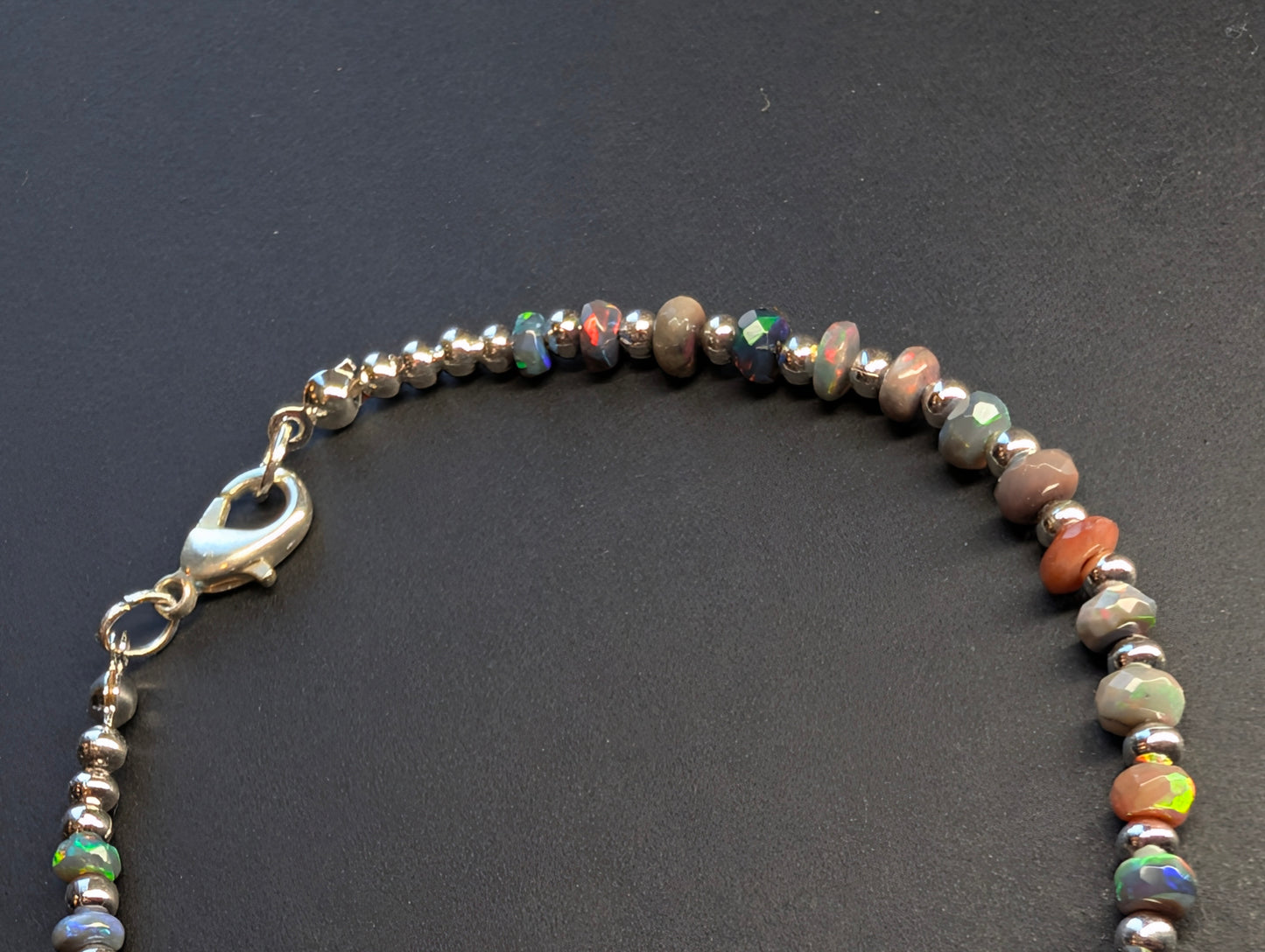 Opal & Silver Single Strand Bracelet