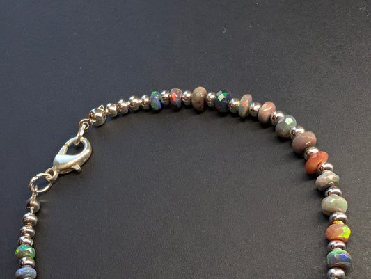 Opal & Silver Single Strand Bracelet
