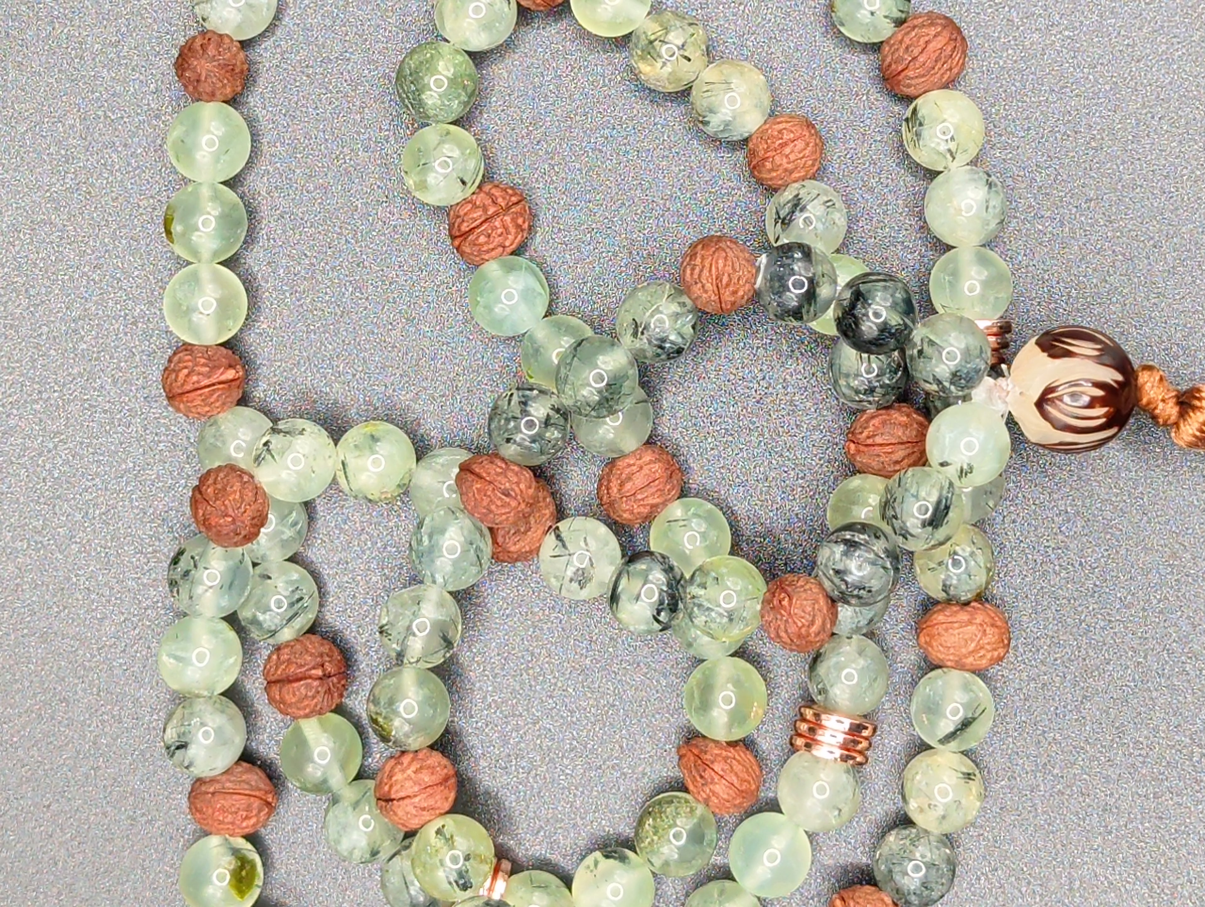 Prehnite & Bodhi Seed Mala - 108 Bead Meditation Necklace