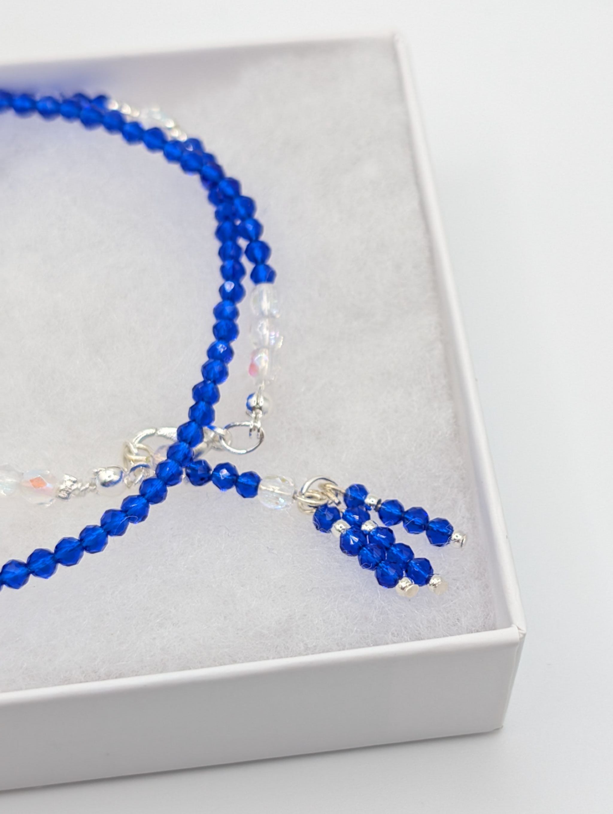 Blue Sapphire Crystal & Silver Wrap Bracelet - Wisdom & Clarity Jewelry